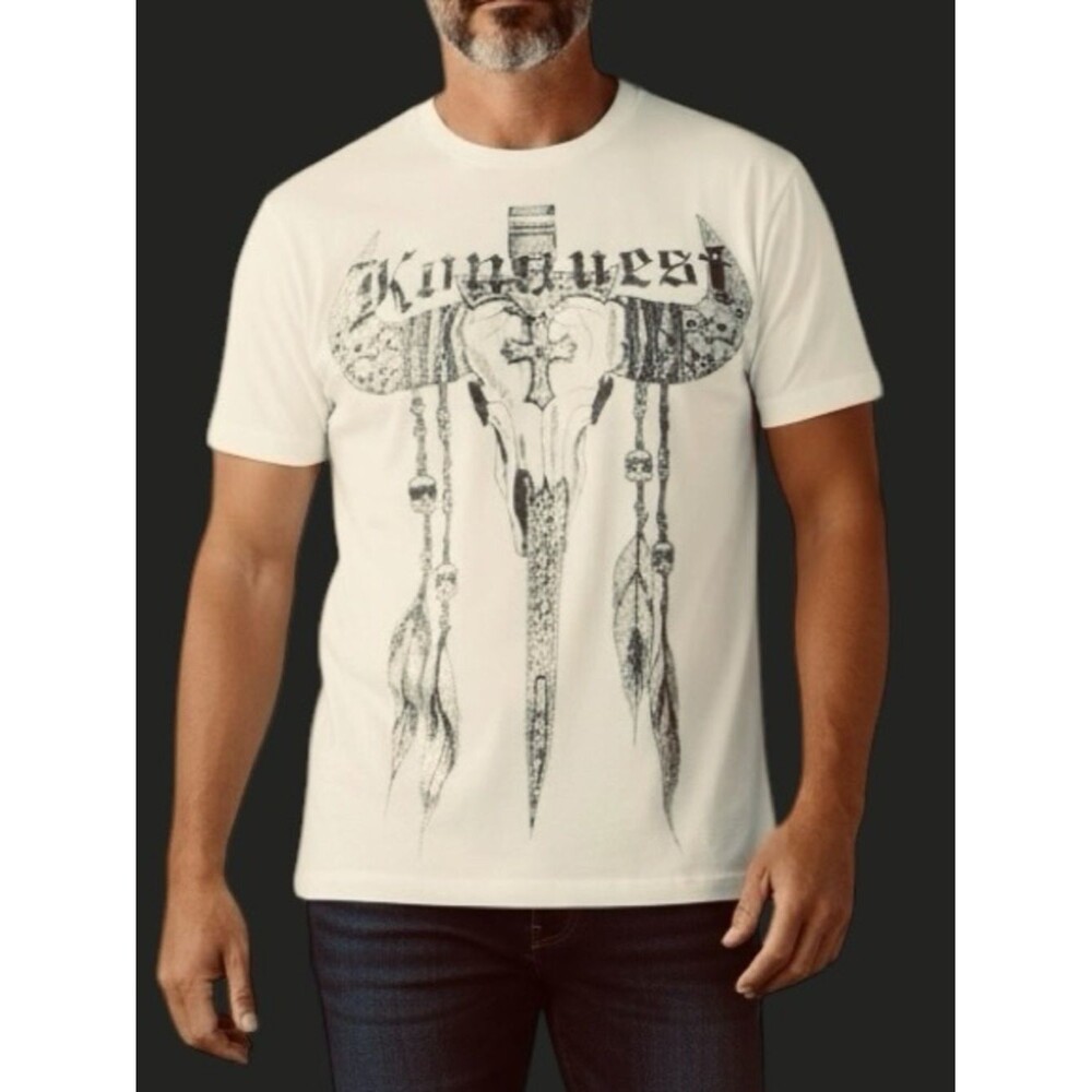 KonQuest RARE MEN’s skull T-Shirt Swarovski crystals & studded NWT size S.